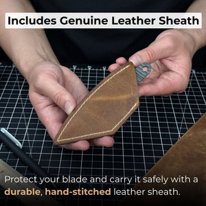 Hand-Forged Kiridashi Knife, 14 cm (5.51 inches) with Leather Sheath