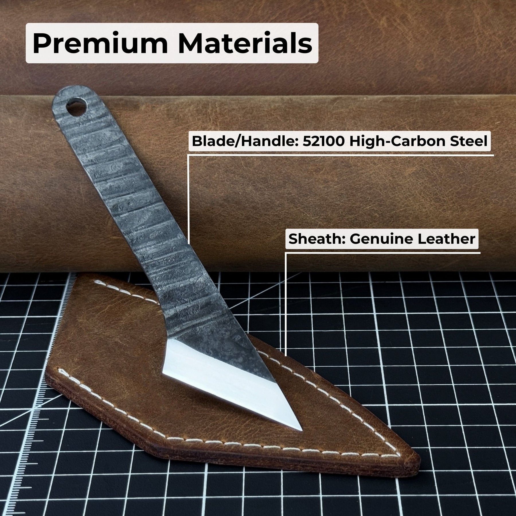 Hand-Forged Kiridashi Knife, 14 cm (5.51 inches) with Leather Sheath