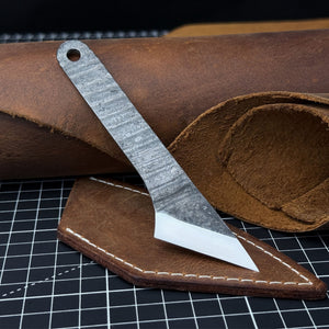 Hand-Forged Kiridashi Knife, 14 cm (5.51 inches) with Leather Sheath