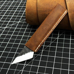 Hand-Forged Kiridashi Knife - Razor-Sharp Carbon Steel Blade with Leather Sheath
