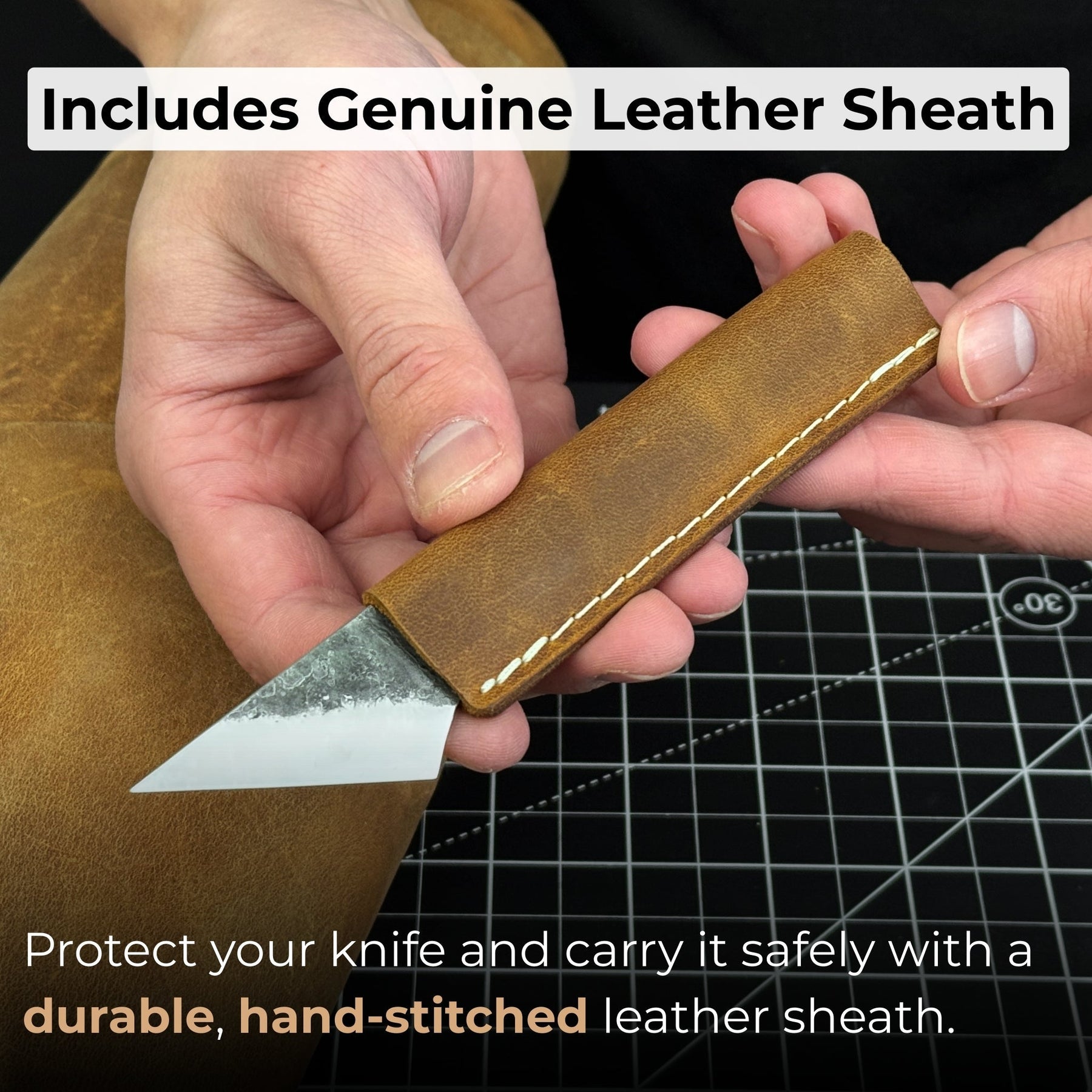 Hand-Forged Kiridashi Knife - Razor-Sharp Carbon Steel Blade with Leather Sheath