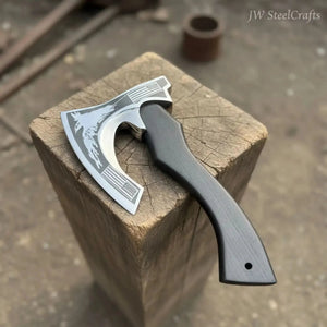 Modern Viking Fantasy Hatchet Curved Bearded Steel Axe by JW SteelCrafts