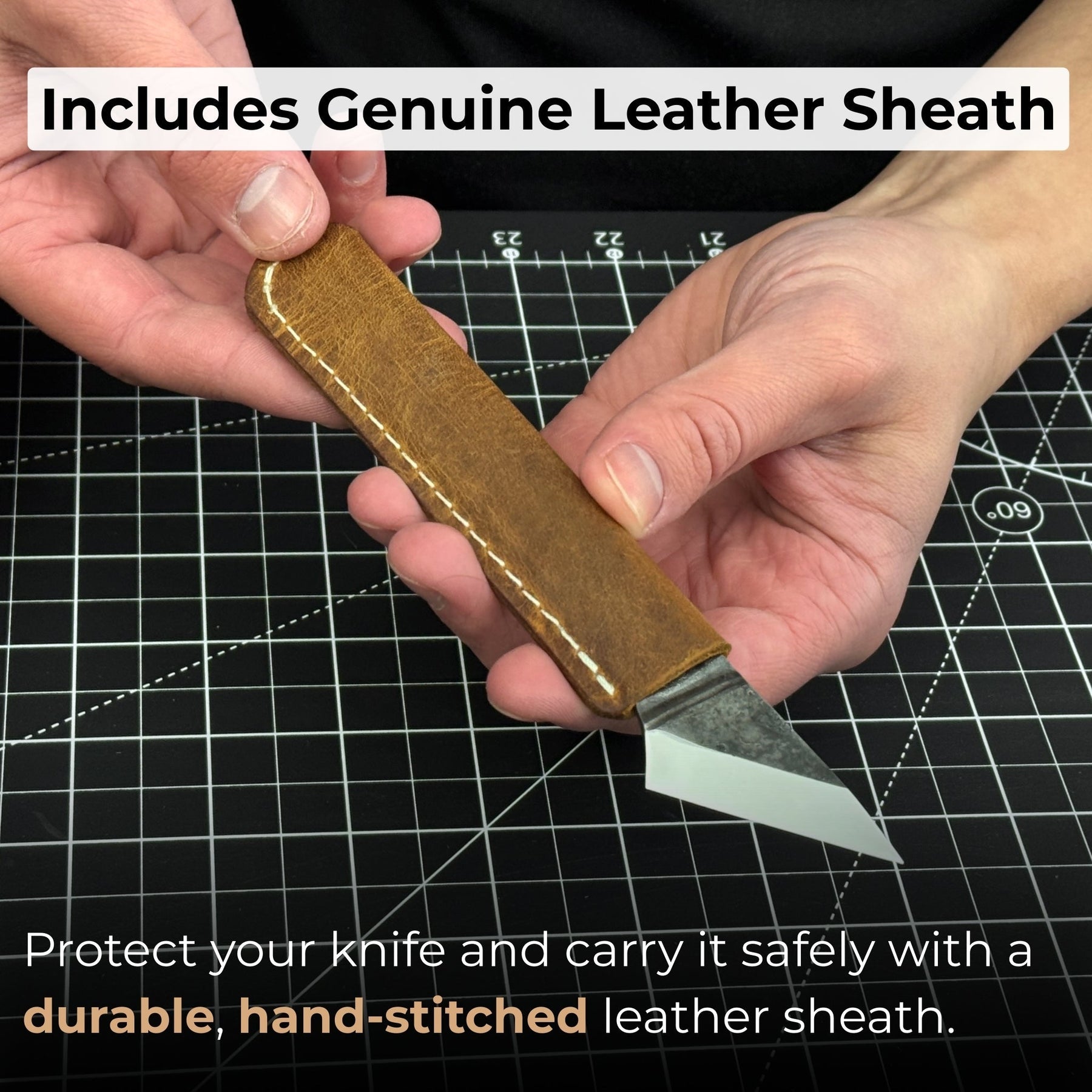 Hand-Forged Single-Bevel Kiridashi Knife with Leather Sheath