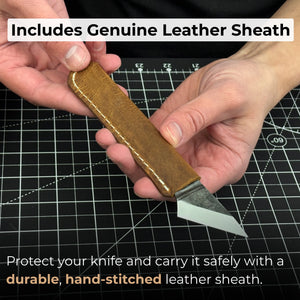 Hand-Forged Single-Bevel Kiridashi Knife with Leather Sheath
