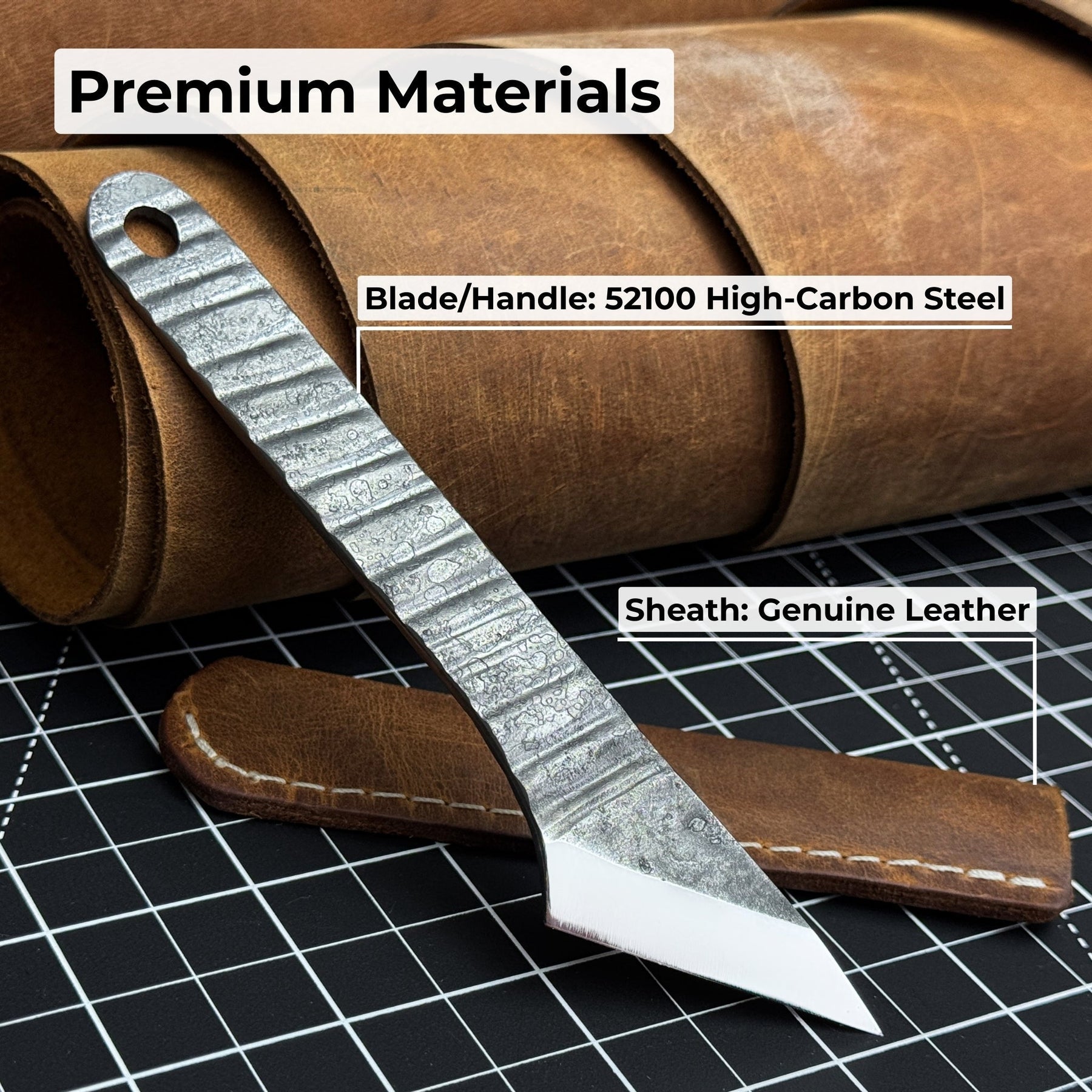 Hand-Forged Single-Bevel Kiridashi Knife with Leather Sheath