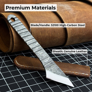 Hand-Forged Single-Bevel Kiridashi Knife with Leather Sheath