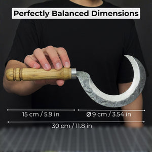 Hand-Forged Small Sickle – 9 cm (3.54 inches) Blade with Leather Belt Attachment