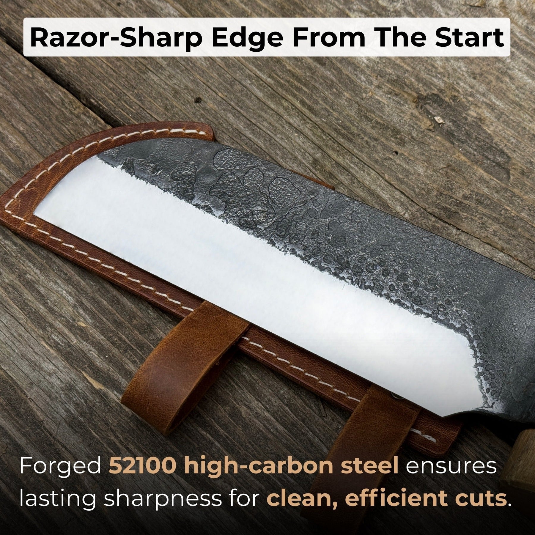 Hand-Forged Small Splitting Froe – Leather Sheath with Handle Holder