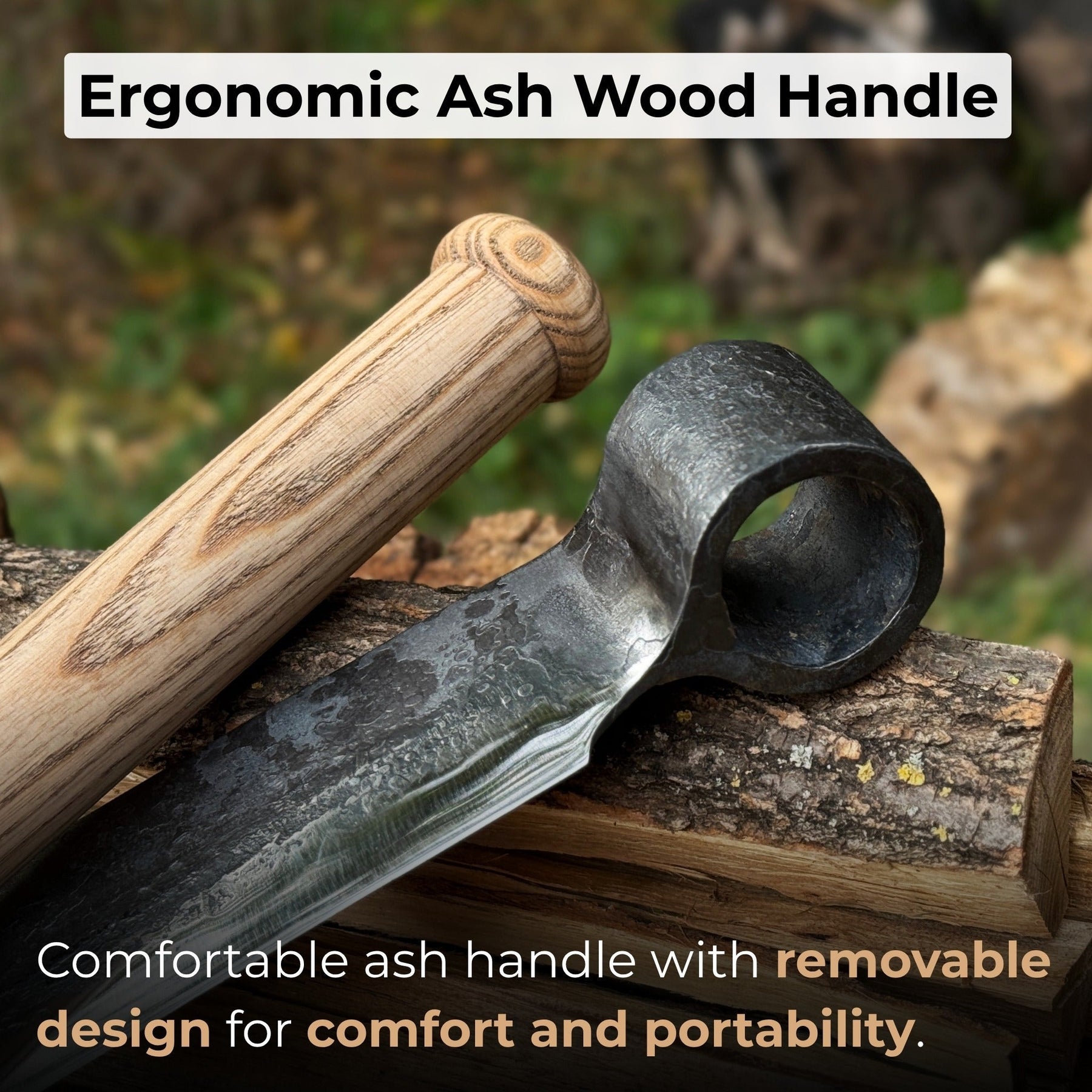 Hand-Forged Splitting Froe – Leather Sheath with Handle Holder