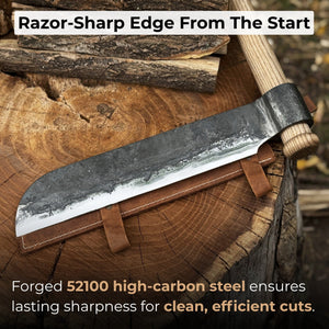Hand-Forged Splitting Froe – Leather Sheath with Handle Holder