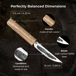 Hand-Forged Yakut Knife with Leather Sheath, 9.5 cm (3.74 inches)