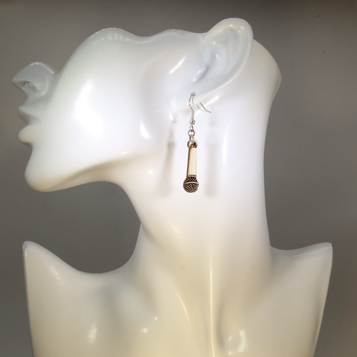 Microphone Wooden Earrings | Singer Music Lover Jewelry