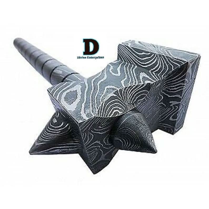 Hand made Damascus steel viking hammer Divine Enterprises by JW SteelCrafts, Southern lifestyle apparel main product photo