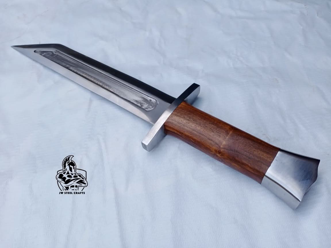 Hand Made SEAX Knife with Wood handle by JW SteelCrafts, Damascus knife main product photo