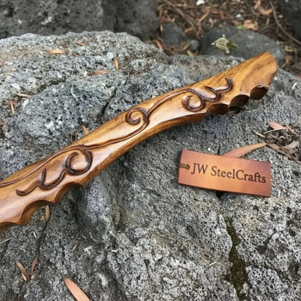 Handmade Damascus Steel Viking Bearded Axe – Pattern Welded Blade with Carved Hardwood Handle | JW SteelCrafts by JW SteelCrafts, Southern lifestyle apparel detail photo 2