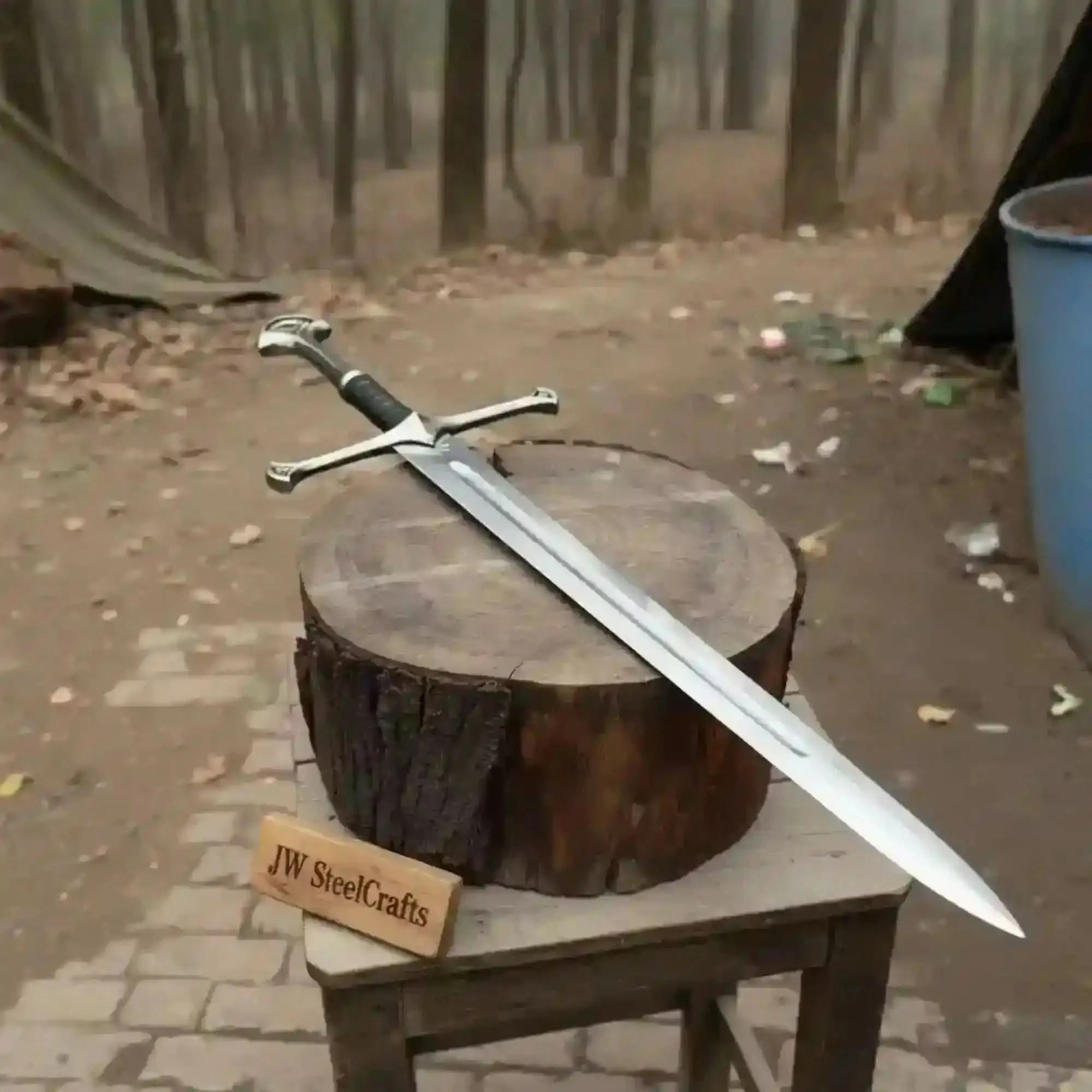 Handmade Crusader Sword in Polished Steel with Medieval Crossguard by JW SteelCrafts, Southern lifestyle apparel main product photo