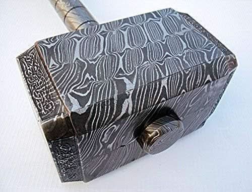 Handmade Full Damascus Steel Hammer – Great Piece of Art MB-0013 by JW SteelCrafts, Southern lifestyle apparel detail photo 2