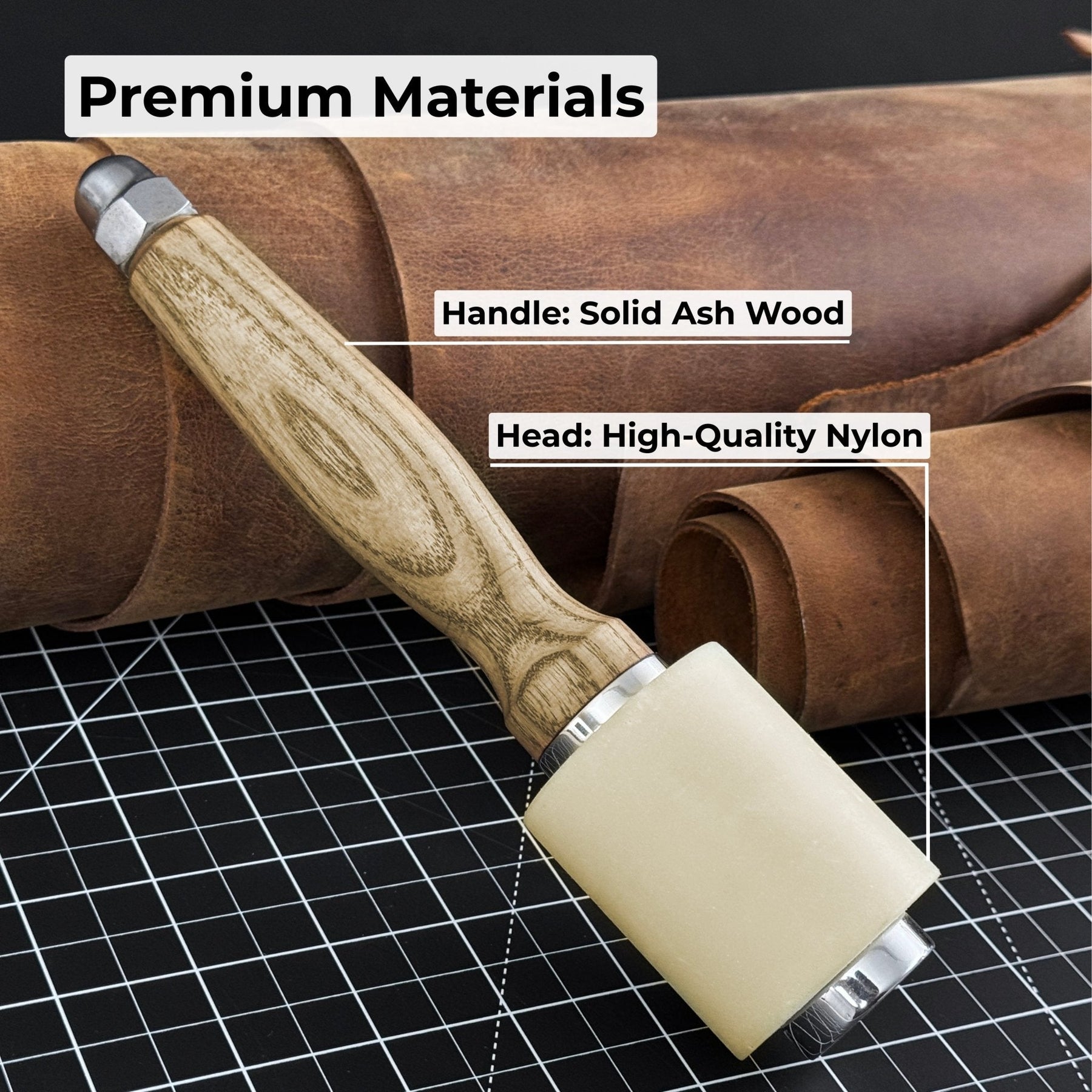 Handmade Mallet with Nylon Head, 21.5 cm (8.46 inches)