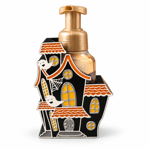 Haunted house Halloween soap dispenser holder on a white background