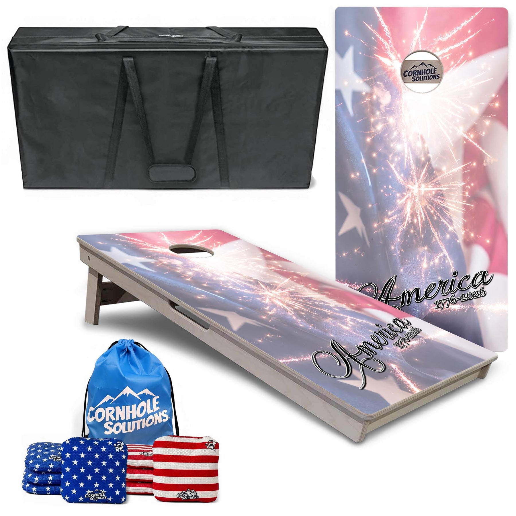 Complete Tournament Cornhole Bundle - Boards, Bags & Carrying Case - America 1776-2026 "Limited Edition"