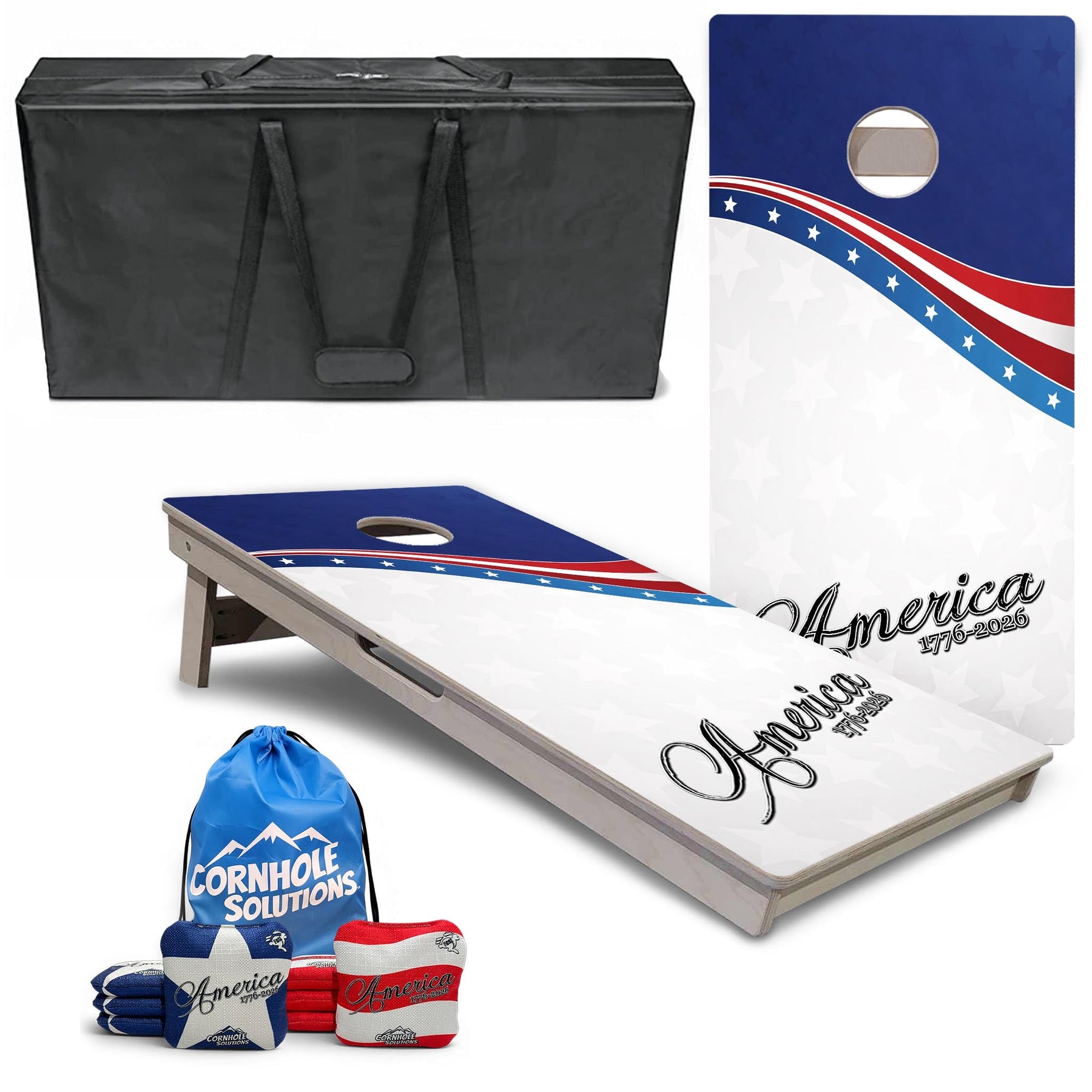 Complete Tournament Cornhole Bundle - Boards, Bags & Carrying Case - America 1776-2026 "Limited Edition"