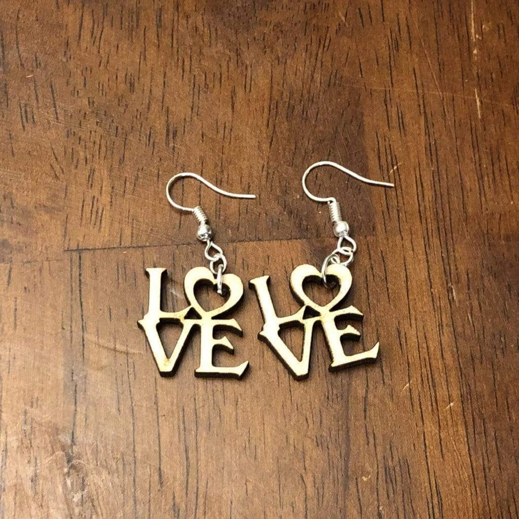 Love Heart Wooden Dangle Earrings | Romantic Jewelry by Cate's Concepts, LLC, handmade jewelry detail photo 2