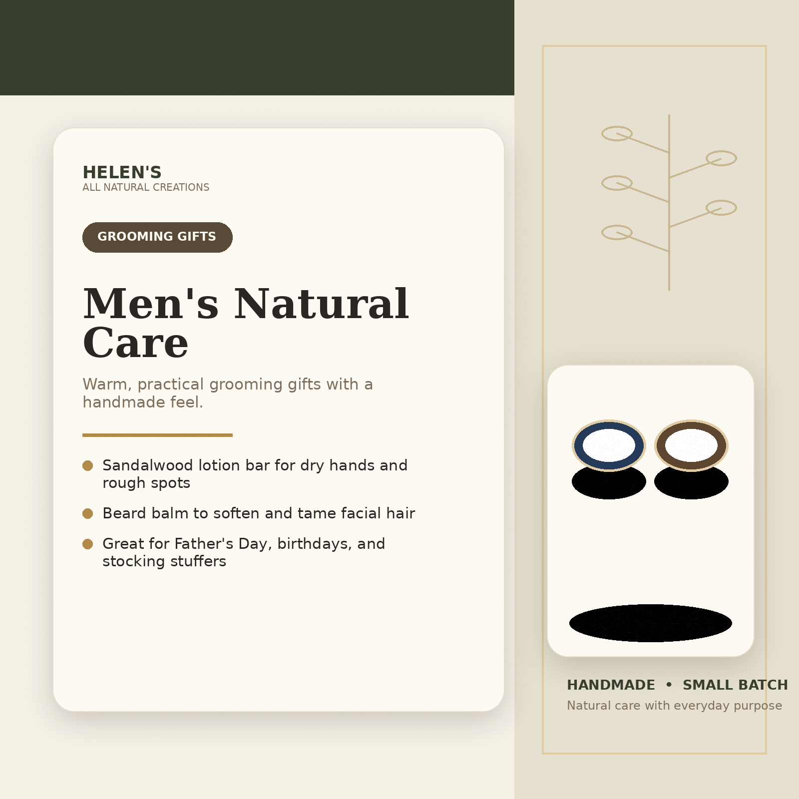 Sandalwood Beard Balm by Helen's All Natural Creations, natural skincare detail photo 4