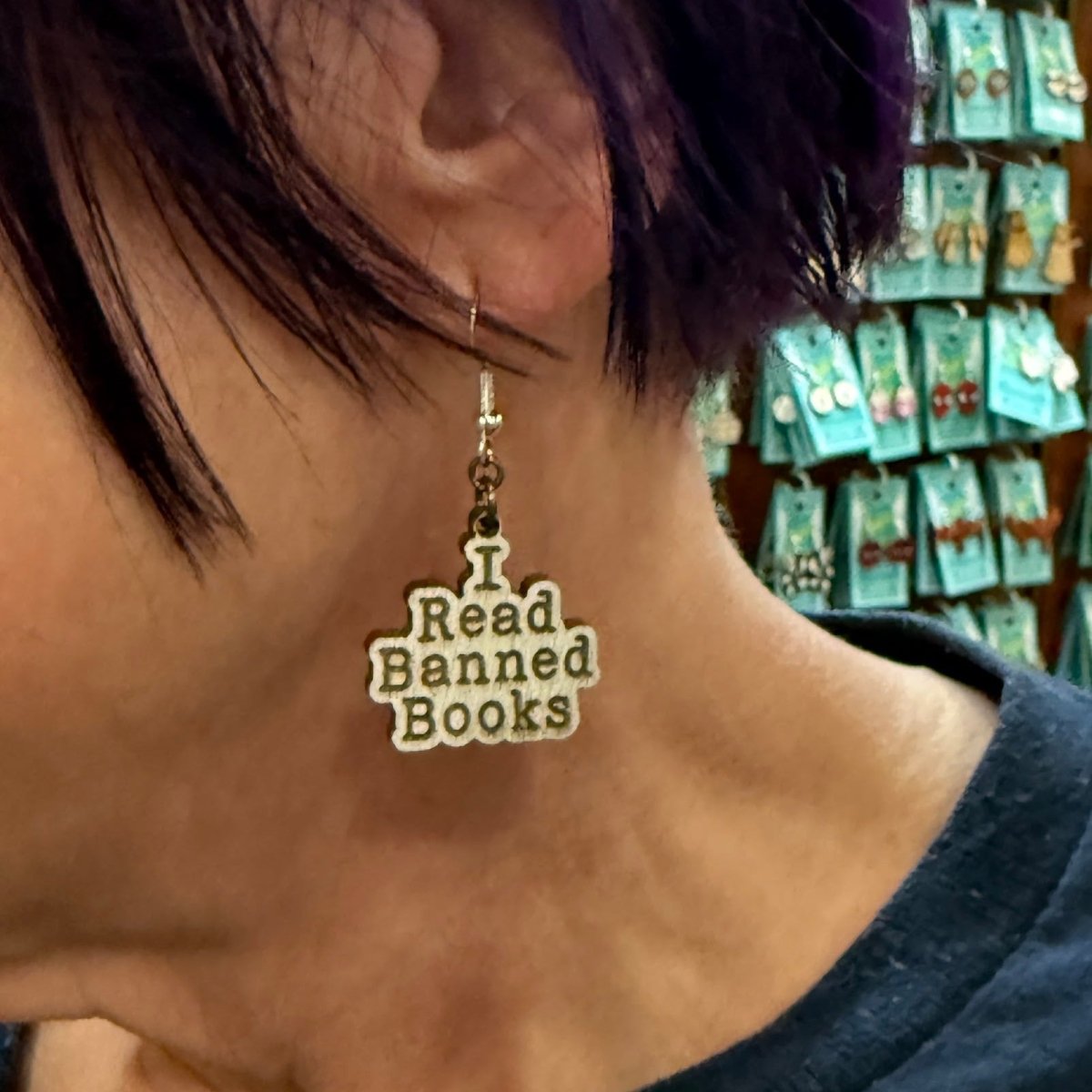 I Read Banned Books Wooden Earrings | Book Lover Literary Jewelry