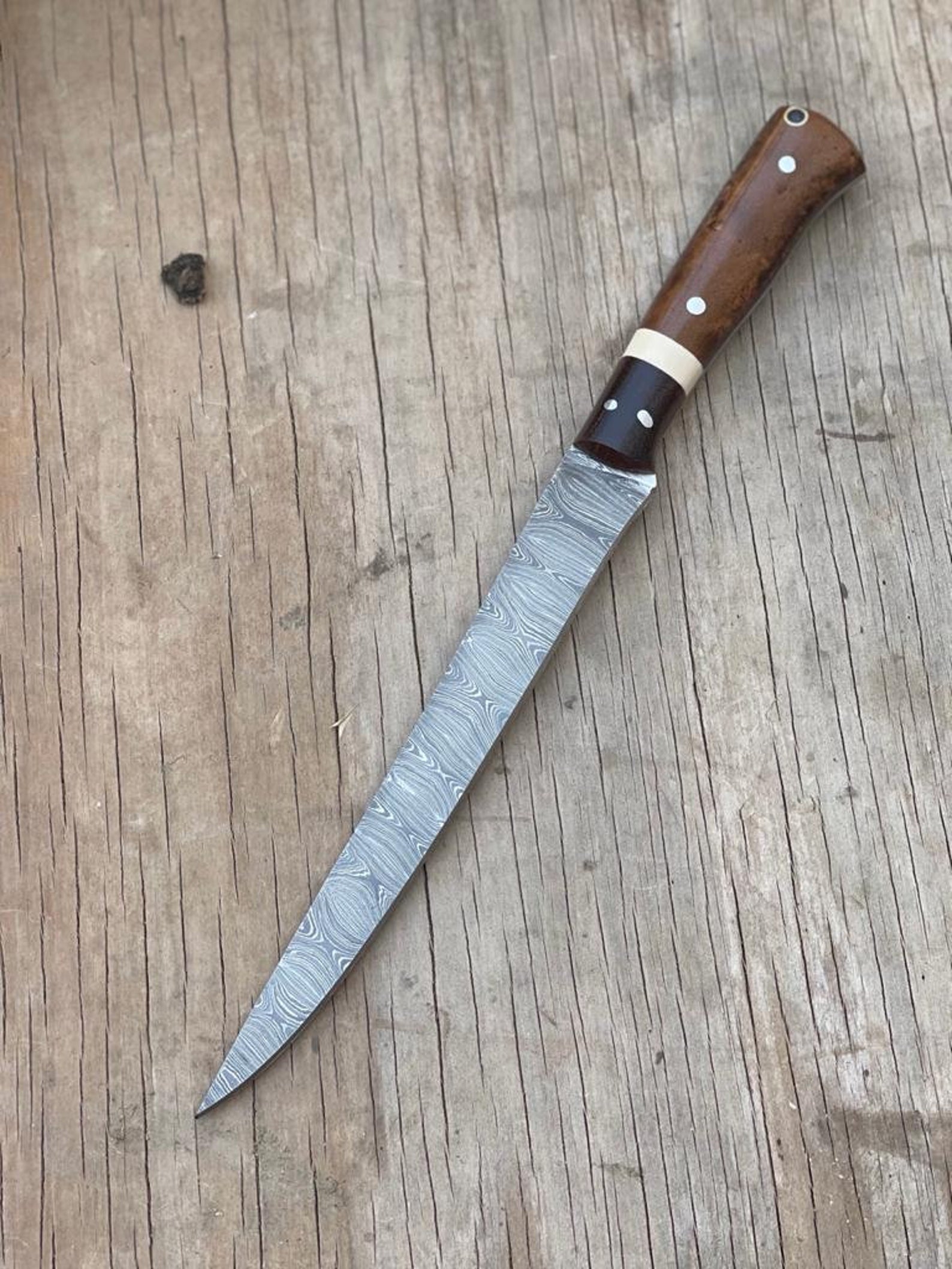 Handmade Damascus Steel Fillet Fishing Knife 8" Blade — Resin Handle