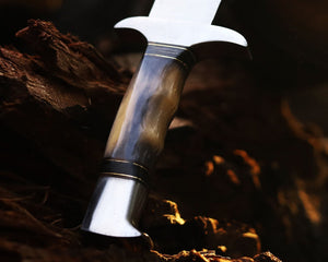 D2 Steel Bowie Knife | 15" | High Polish Blade | Camel Bone & Pakka Wood Handle | Leather Sheath