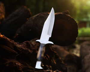 D2 Steel Bowie Knife | 15" | High Polish Blade | Camel Bone & Pakka Wood Handle | Leather Sheath