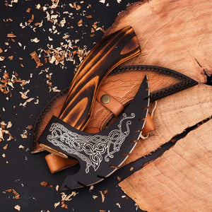 Pizza Axe Christmas Gift, Wedding Personalized Pizza Axe, Customized Hand Forged Axe With Wood Shaft, Runic Pizza Cutter, Kitchen Axe, Birthday Gift, Groomsman GiftAnniversary Gift