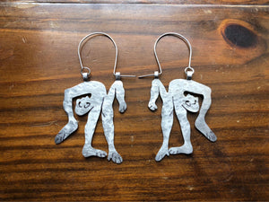 Handmade contortionist Earrings: Aluminum, Copper, or Brass