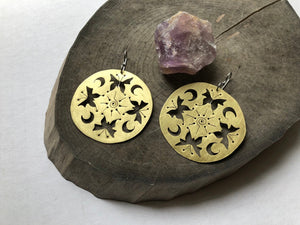 butterfly earrings , mariposa mandala earrings , insect jewelry