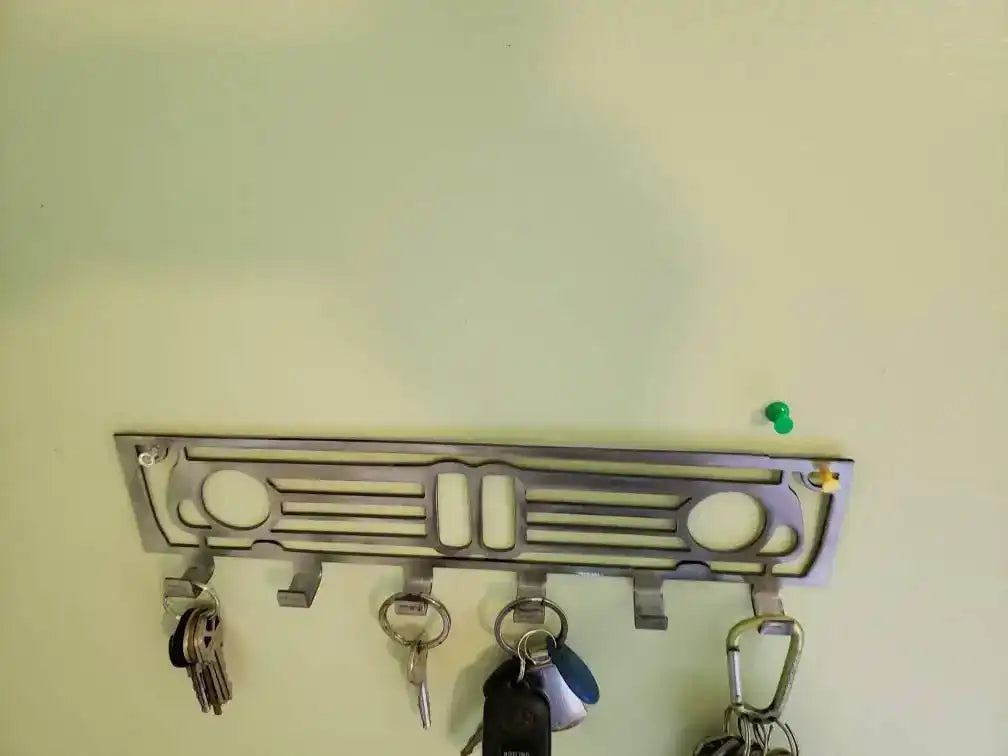 BMW 2002 Grill Keychain Rack – Classic Euro Steel Wall Mounted Organizer detail view by Martin Metalwork LLC