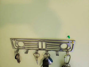 BMW 2002 Grill Keychain Rack – Classic Euro Steel Wall Mounted Organizer detail view by Martin Metalwork LLC