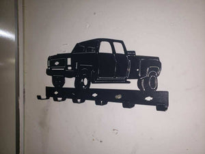 1974 Chevy C30 Dually Truck Keychain Rack – Steel Wall Mounted Classic Pickup Organizer detail view by Martin Metalwork LLC