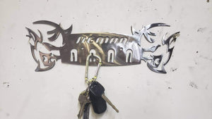 Dodge Demon Muscle Car Key Hanger – Steel Wall Mounted 4-Hook Key Rack – Garage Organizer 12"x4"