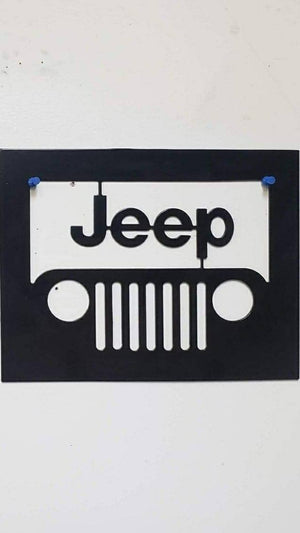 Rectangular Jeep TJ Grill Wall Art Sign – 12x10 Inch Plasma Cut Steel – Off Road Garage Decor – Custom Jeep Gift for Man Cave or Outdoor Space