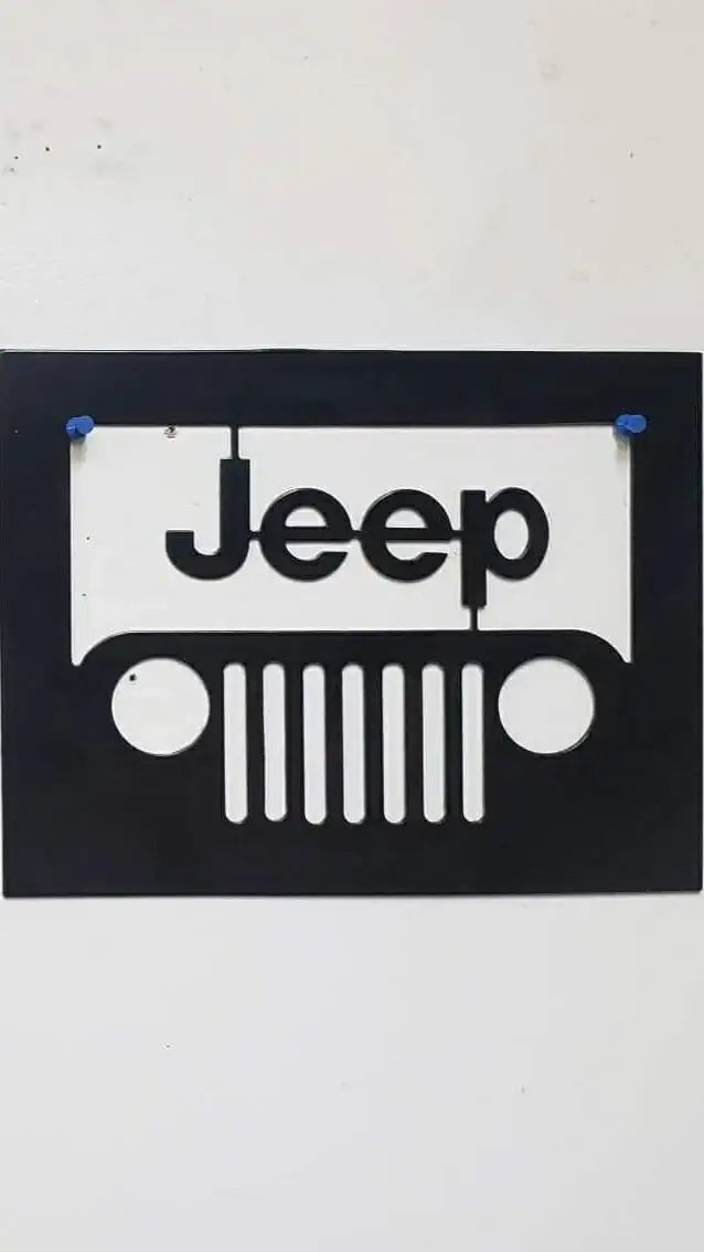 Rectangular Jeep TJ Grill Wall Art Sign – 12x10 Inch Plasma Cut Steel – Off Road Garage Decor – Custom Jeep Gift for Man Cave or Outdoor Space