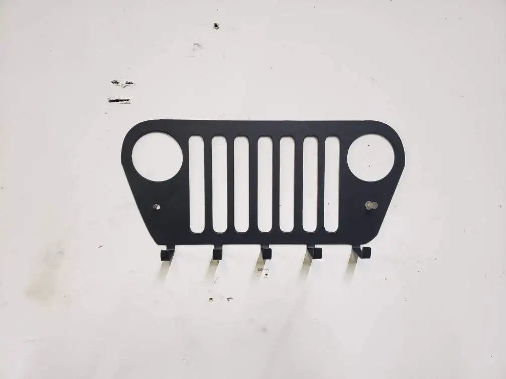 Jeep Wrangler Grill Keychain Rack – Steel Wall Mounted Offroad Organizer