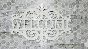 Elegant Welcome Metal Sign for Porch or Front Door – Decorative Plasma Cut Steel Wall Plaque