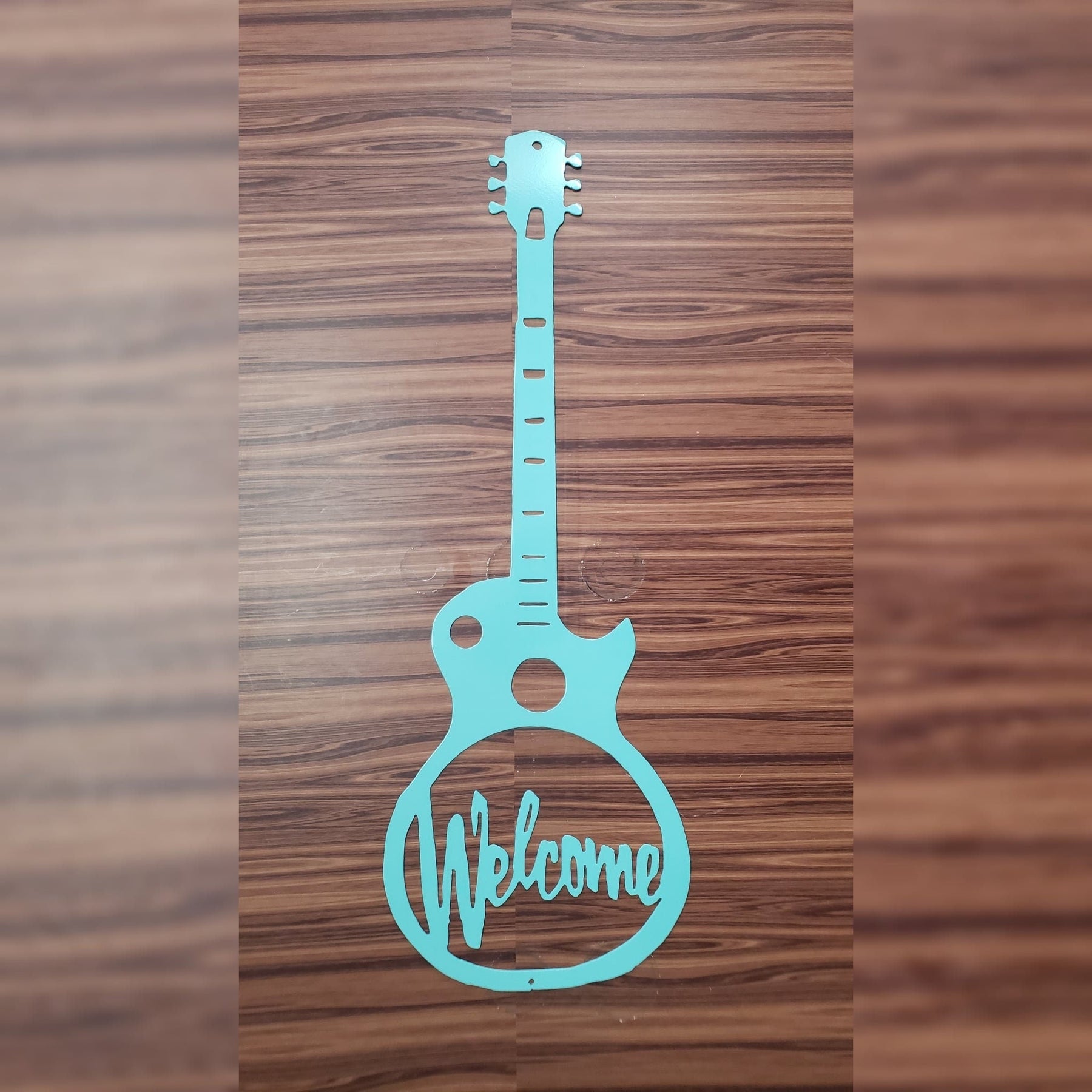 Guitar Welcome Sign – Metal Music Room Decor, Gift for Guitarist or Music Lover