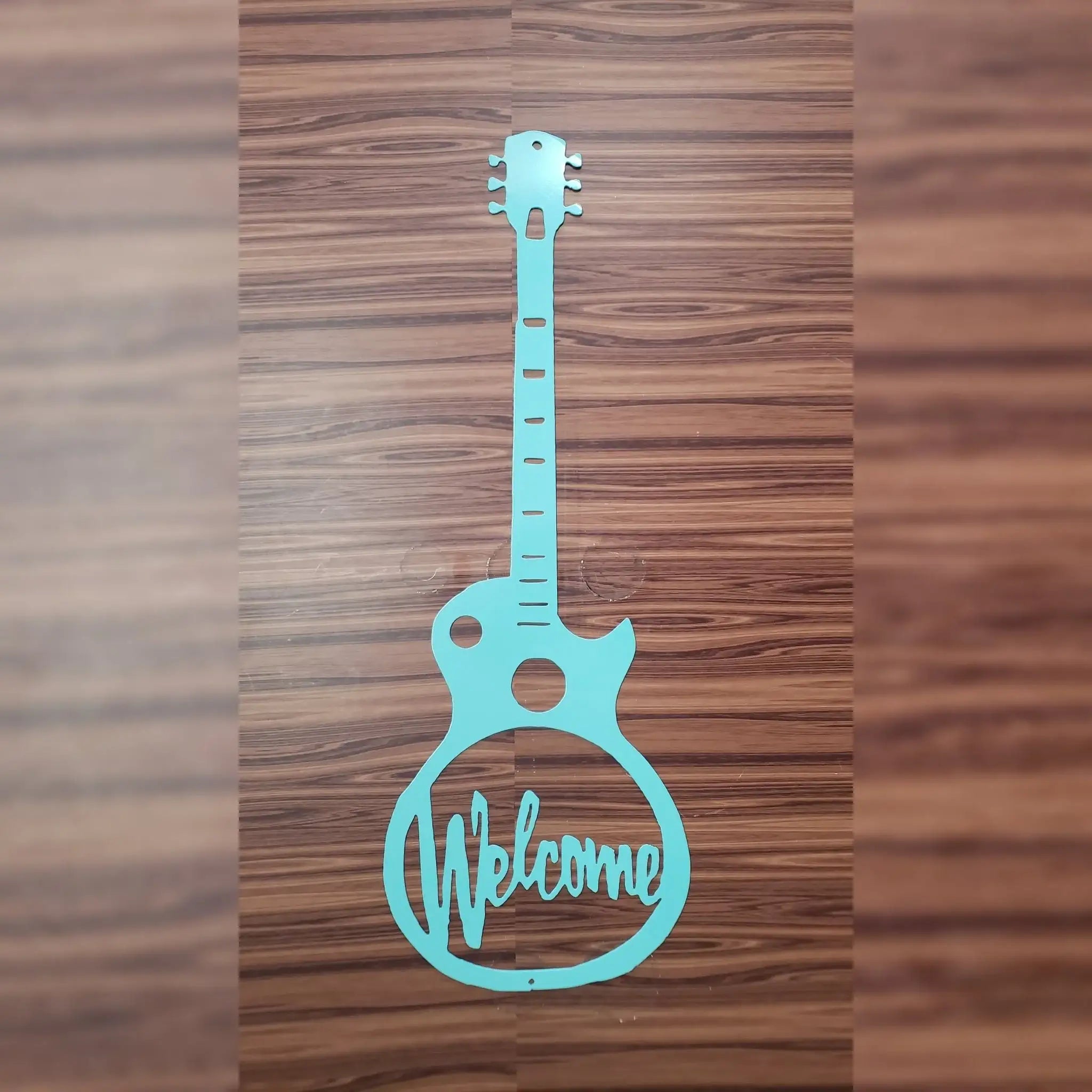 Guitar Welcome Sign – Metal Music Room Decor, Gift for Guitarist or Music Lover