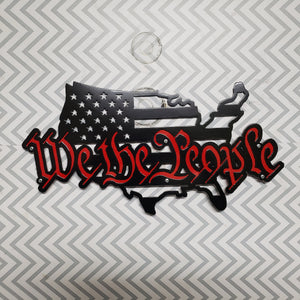 We The People American Flag Metal Wall Art, 2 Layered Cut Steel Wall Decor, Patriotic USA Home or Office Decoration