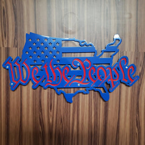 We The People American Flag Metal Wall Art, 2 Layered Cut Steel Wall Decor, Patriotic USA Home or Office Decoration detail