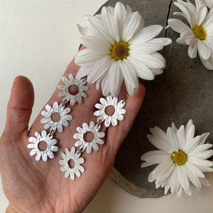 Handmade Daisy Dangle Earrings: Mixed Metal Flower Power