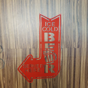 Ice Cold Beer Sold Here Bar Sign – Custom Metal Wall Art for Home Pub or Man Cave