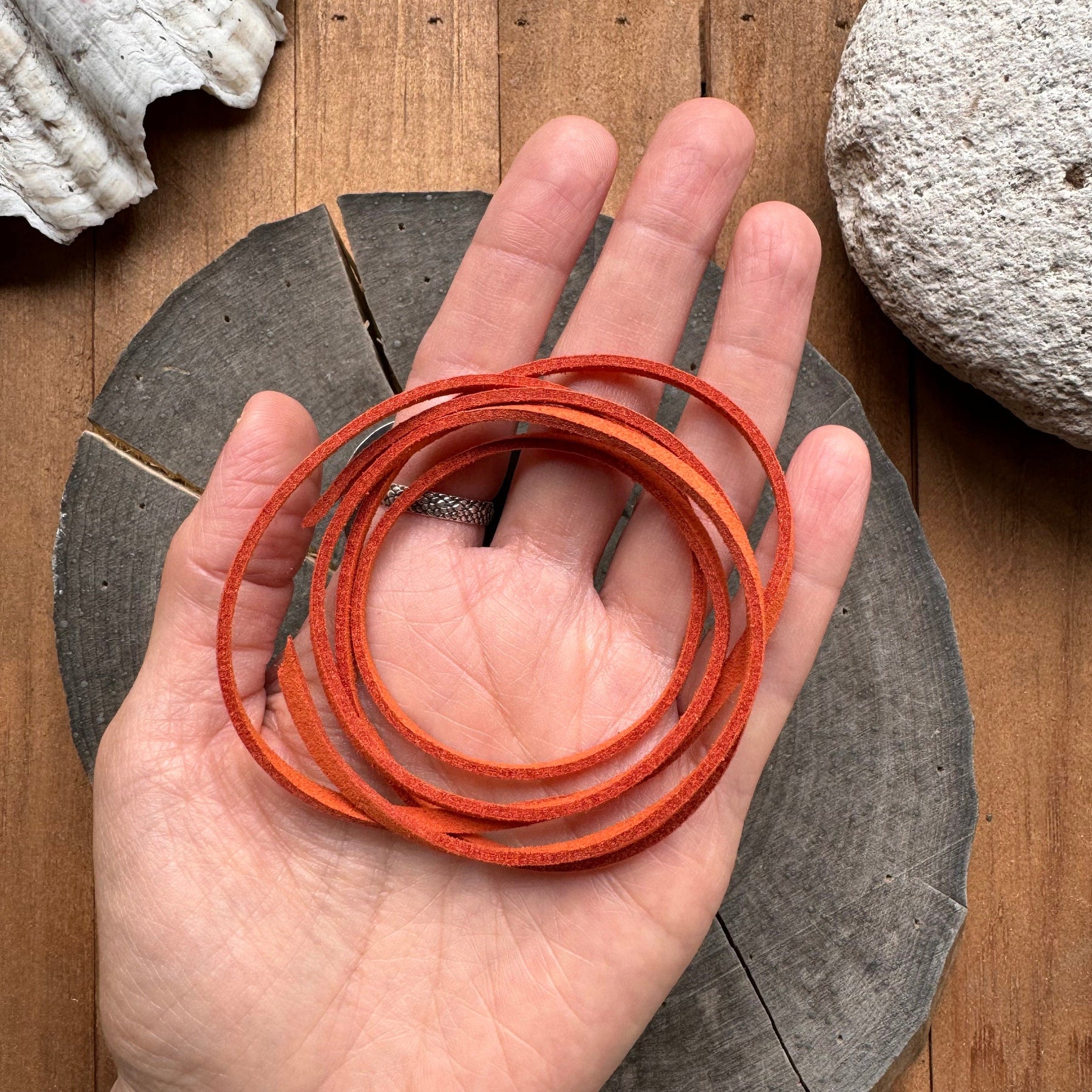 Mother Of Pearl Star Hat Band: Celestial Vegan Suede Cord