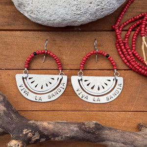 Handmade Watermelon Earrings: Aluminum & African Glass Bead Jewelry